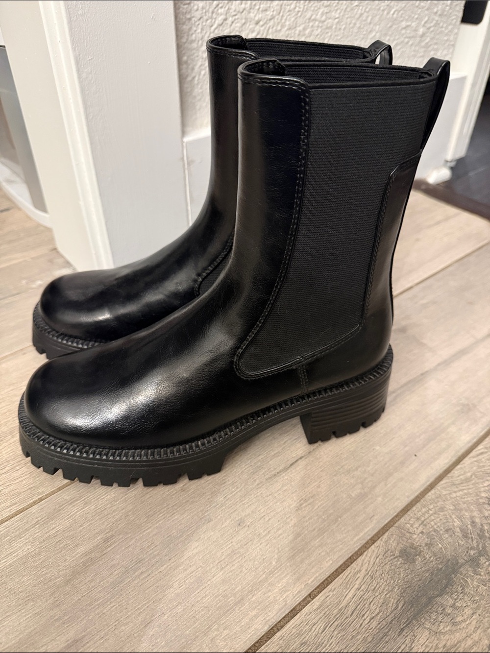 Zara Black Chelsea Lug Boots